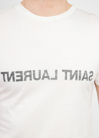 Бежевая футболка молочного оттенка с логотипом Yves Saint Laurent