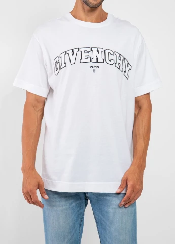 Белая белая хлопковая футболка oversize с логотипом Givenchy