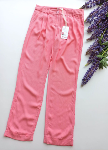 Розовые праздничный, коктейльный, классические, повседневный, кэжуал, нарядные летние прямые брюки Gaialuna