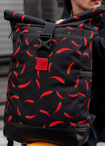 Рюкзак роллтоп Travel bag перцы черный RKTB04070 SG (277610093)