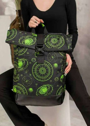 Рюкзак роллтоп Travel bag черно-зеленая астрология RKTB04146 SG (277610065)