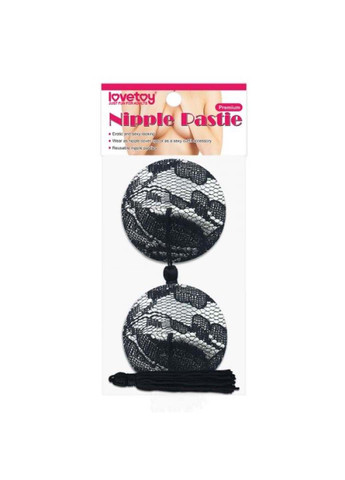 Кружевные стикини с кисточками Reusable Black Lace Round Tassel Nipple Pasties Lovetoy (277608402)