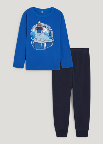 Синя всесезон флісова піжама (світшот, штани) C&A