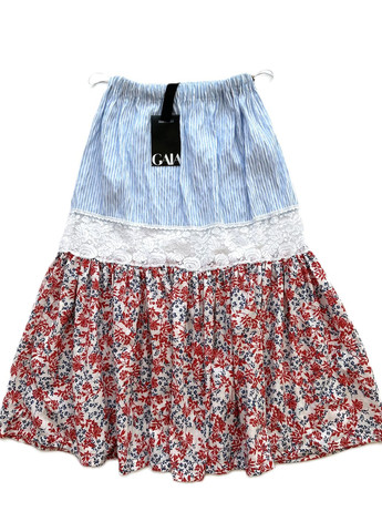 Блакитний літній комплект костюм-трійка для дівчинки спідниця+блуза+топ g3223/3225/3226 Gaialuna