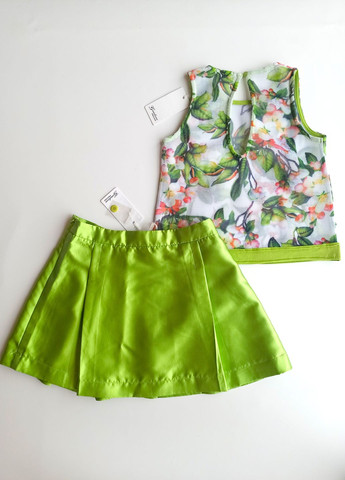 Зеленый летний комплект костюм для девочки юбка+футболка ge620730/614713 Gaialuna