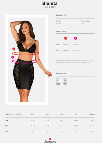 Чорний демісезонний комплект спідниця і бюст blanita Obsessive