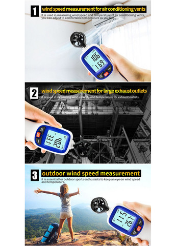Анемометр крыльчатый Bluetooth 0,3-30 м/с, -10-45°C Wintact (277693558)