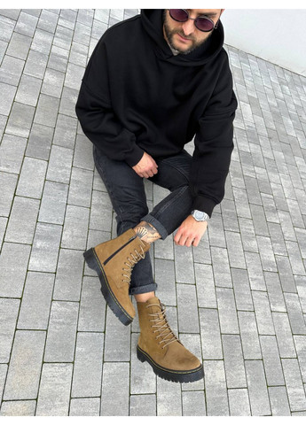 Горчичные осенние мужские ботинки из нубука VZUTIK