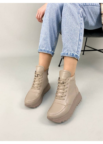 Кожаные женские кроссовки VZUTIK бежевые всесезоны (277693653)