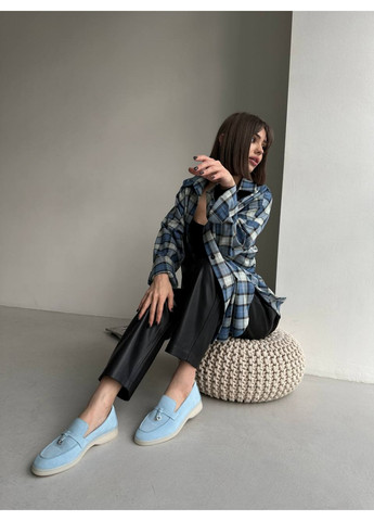 VZUTIK Замшевые женские лоферы голубой з натуральная замша, украина — всесезон (277690967)