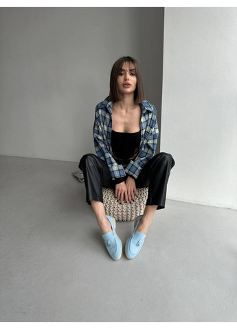 VZUTIK Замшевые женские лоферы голубой з натуральная замша, украина — всесезон (277690967)