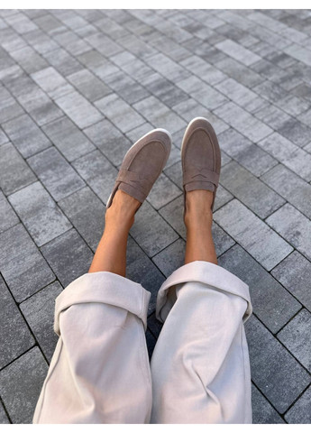 VZUTIK Жіночі замшеві лофери пісочний з натуральна замша, україна — всесезон (277692842)