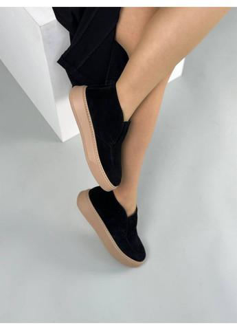 VZUTIK Женские замшевые лоферы черный з натуральная замша, украина — всесезон (277692906)