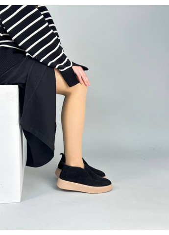 VZUTIK Женские замшевые лоферы черный з натуральная замша, украина — всесезон (277692906)