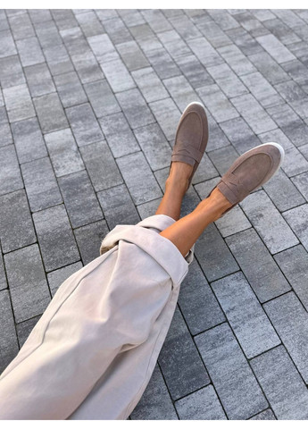 VZUTIK Жіночі замшеві лофери пісочний з натуральна замша, україна — всесезон (277692949)