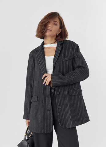 Черный женский женский однобортный пиджак в полоску Lurex - демисезонный