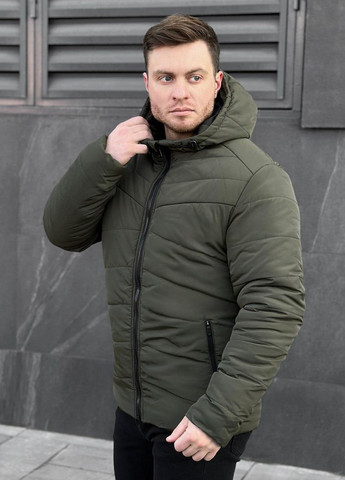 Оливкова (хакі) зимня чоловіча зимова стьобана куртка s m l xl 2xl(46 48 50 52 54) хакі No Brand