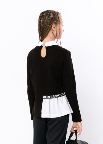 Черная праздничный рубашка с абстрактным узором Носи своє с длинным рукавом