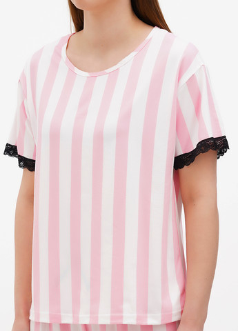 Розовая всесезон пижама женская ( футболка, штаны) футболка + брюки Saimeiqi