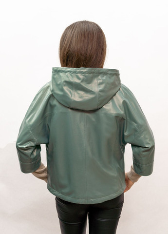 Серо-зеленая демисезонная женская кожаная куртка весна Fabio Monti