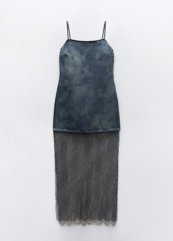 Сіро-синя повсякденний сукня Zara однотонна