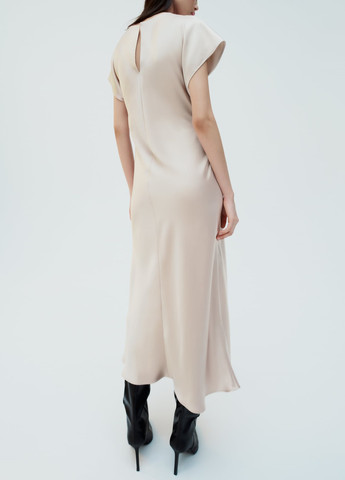Светло-бежевое праздничный платье Zara однотонное