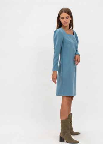 Голубое деловое платье Lesia однотонное