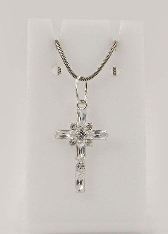 Хрест із прямокутним камінням 8116 Maxi Silver (277757045)