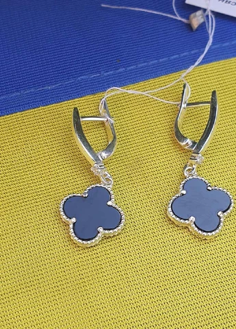 Серьги клевер Ван Клиф 9277 Maxi Silver (277756895)