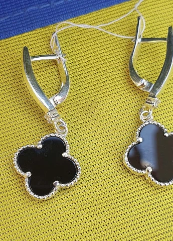 Серьги клевер Ван Клиф 9277 Maxi Silver (277756895)