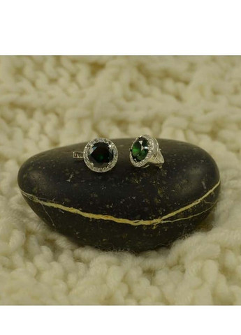 Сережки із зеленим камінням 7955/1 Maxi Silver (277756960)