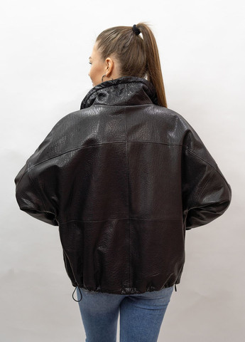 Чорна демісезонна жіноча шкіряна куртка весна Fabio Monti