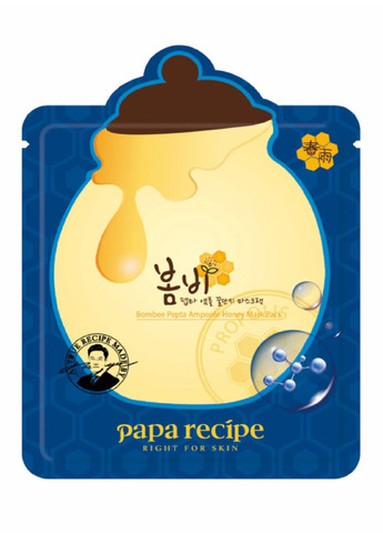 Увлажняющая тканевая маска с пептидами и экстрактом меда Bombee Pepta Ampoule Honey Mask 25 g Papa Recipe (277812822)