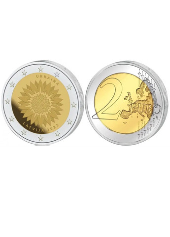 Монета Латвия «Подсолнечник для Украины / Слава Украине / Slava Ukrainai» Blue Orange (277868418)
