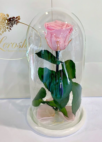 Розовая роза в колбе - Classic 27 см LEROSH (278019955)