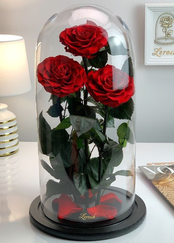Букет три червоні троянди в колбі - Elite 43 см LEROSH (278020031)