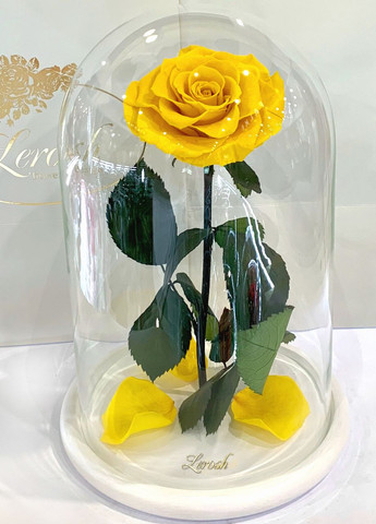 Желтая роза в колбе - Lux 33 см LEROSH (278019985)