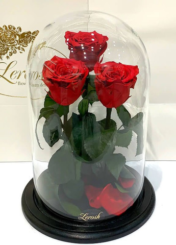 Букет три красные розы в колбе - Grand 33 см LEROSH (278020026)
