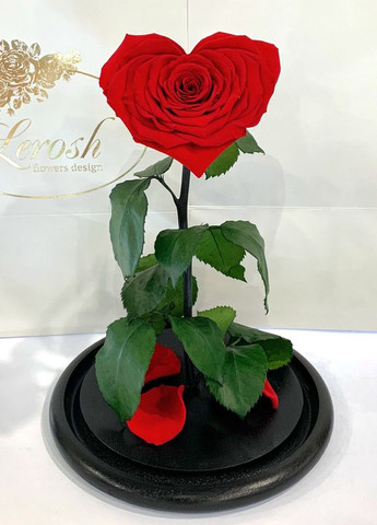 Червона троянда в колбі Серце - Lux 33 см LEROSH (278019971)