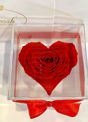 Червоний стабілізований бутон троянди серце в подарунковій коробці - Premium LEROSH (278019947)