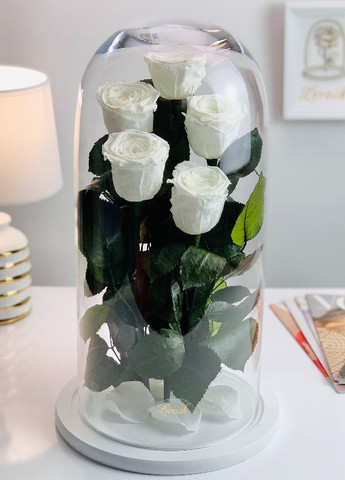 Букет п'ять білих троянд у колбі - Elite Classic 43 см LEROSH (278019965)