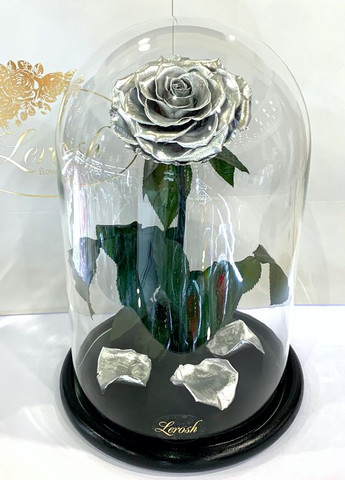 Срібна троянда в колбі - Lux 33 см LEROSH (278019997)