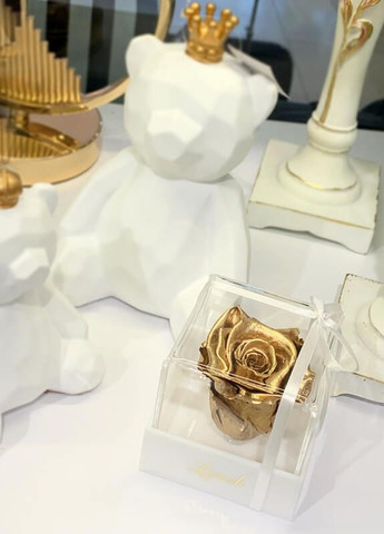 Золотий стабілізований бутон троянди в подарунковій коробці - Classic LEROSH (278019976)