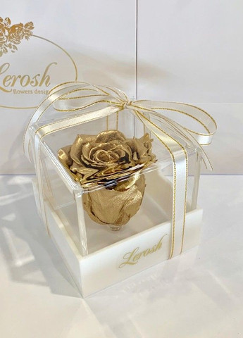 Золотой стабилизированный бутон розы в подарочной коробке - Classic LEROSH (278019976)