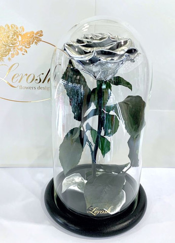 Серебряная роза в колбе - Premium 27 см LEROSH (278019972)