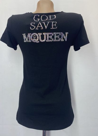 Темно-синяя летняя футболка с коротким рукавом Alexander McQueen REG V-NECK TEE