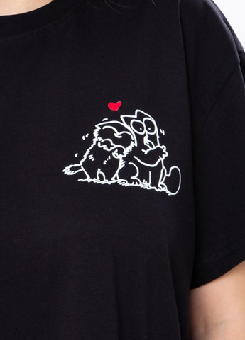 Черная летняя женская футболка "family look" с коротким рукавом Носи своє