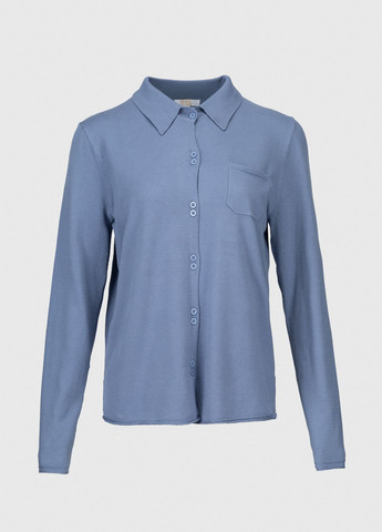 Синяя повседневный рубашка однотонная No Brand
