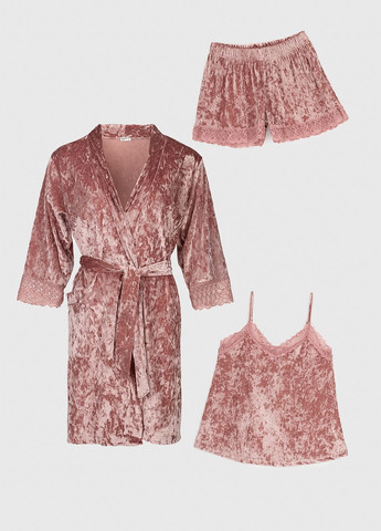 Пудровый демисезонный комплект халат+пижама Nicoletta