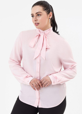 Розовая классическая рубашка однотонная Garne с длинным рукавом